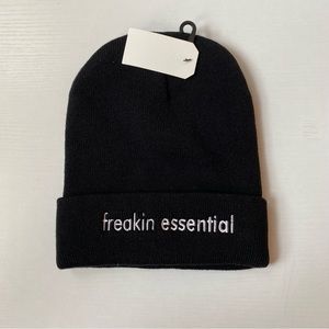 Freakin Essential Beanie Ribbed Black Hat Womens Freakin’ Essential Winter Cap